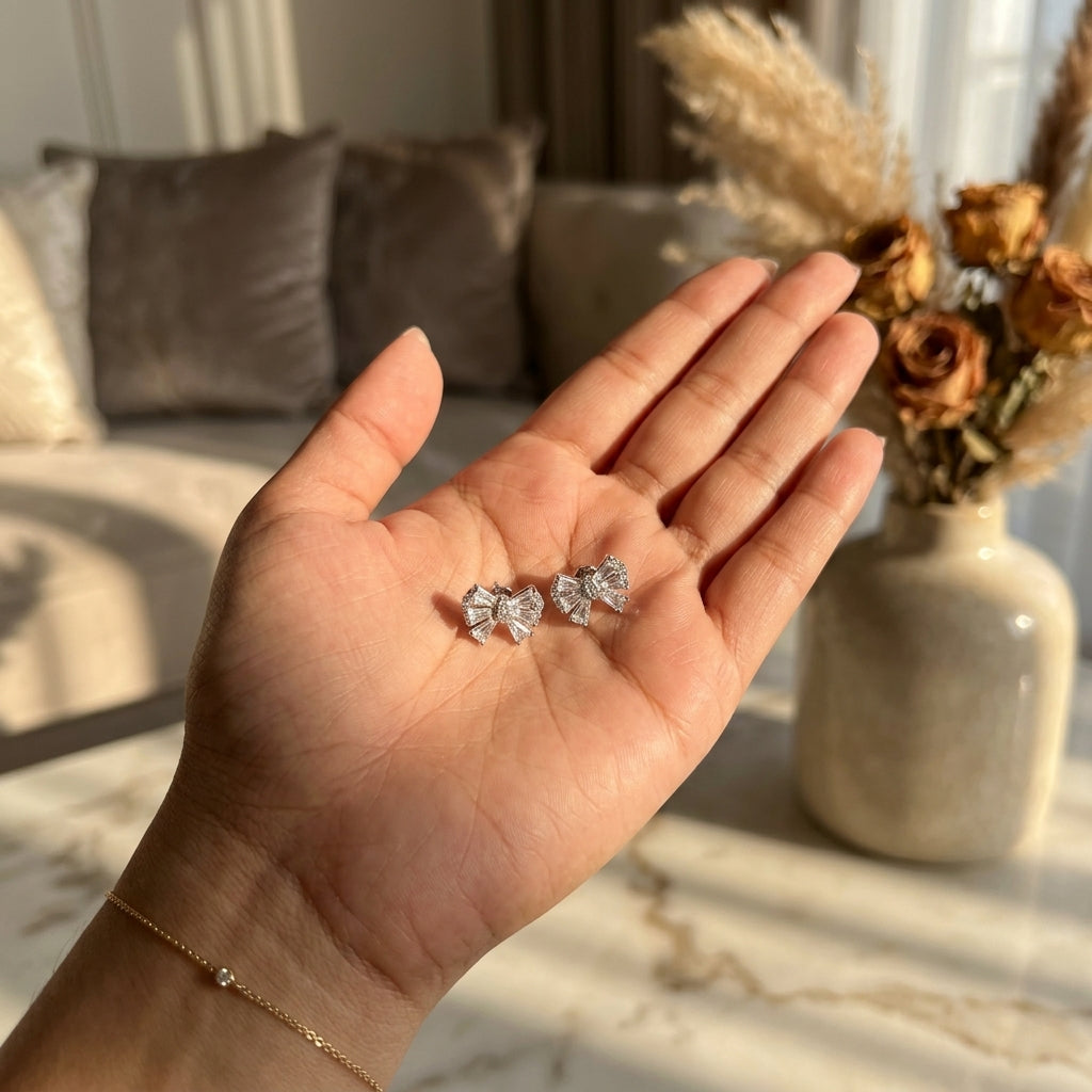 Pavé Bow Stud Earrings