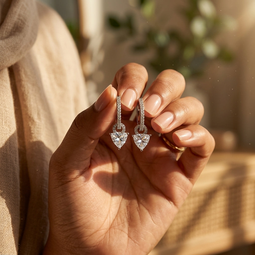 Trillion-Cut Crystal Drop Huggie Earrings