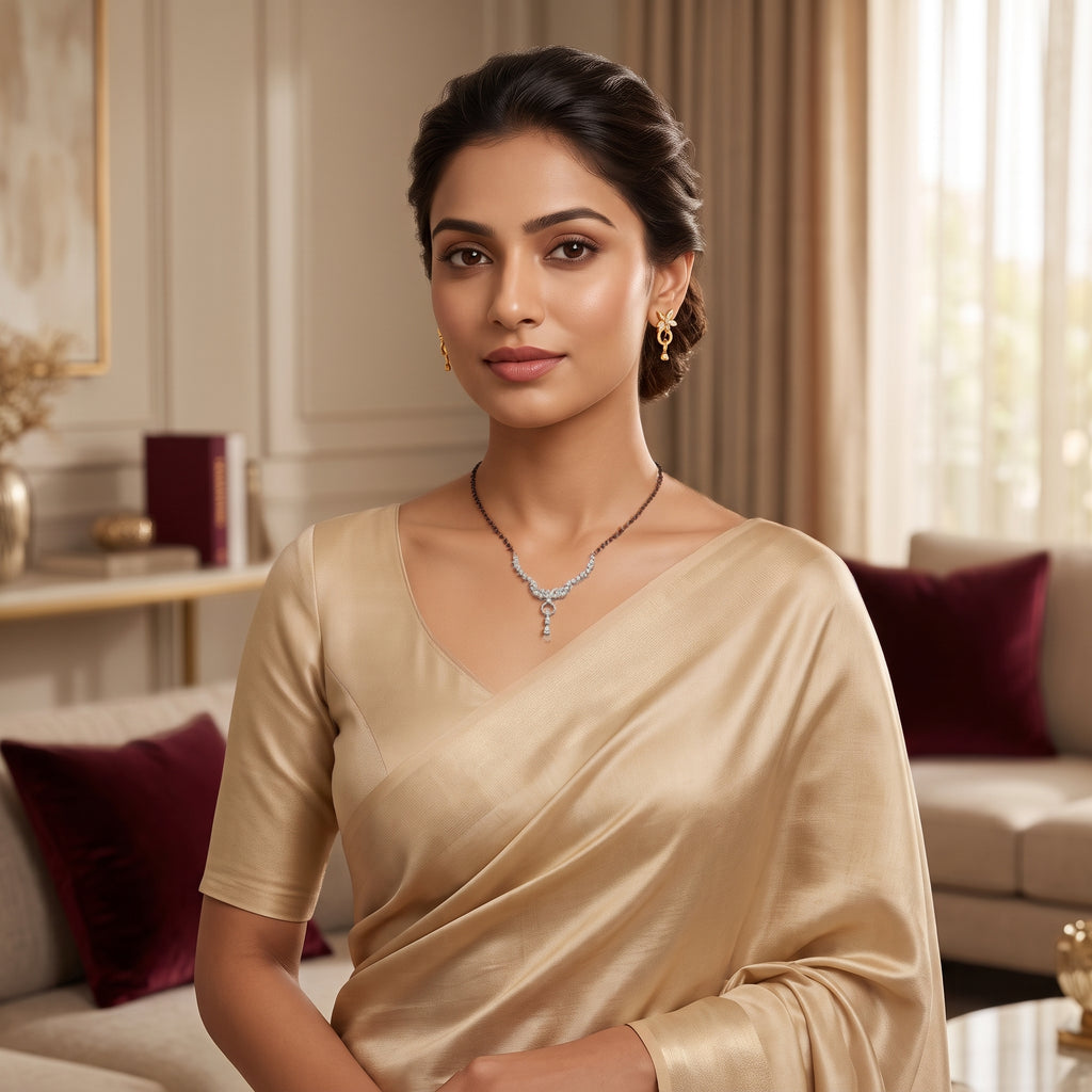 Gold CZ Floral Drop Short Mangalsutra