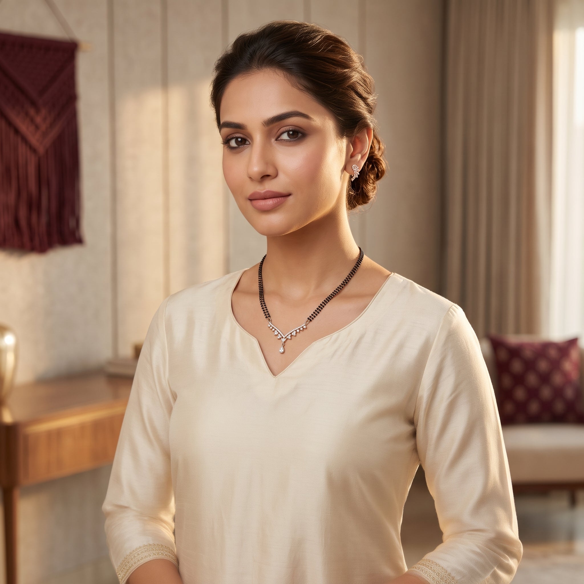 Gold CZ Cluster V Short Mangalsutra