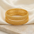 Gold Marquise Lattice Filigree Bangle Pair