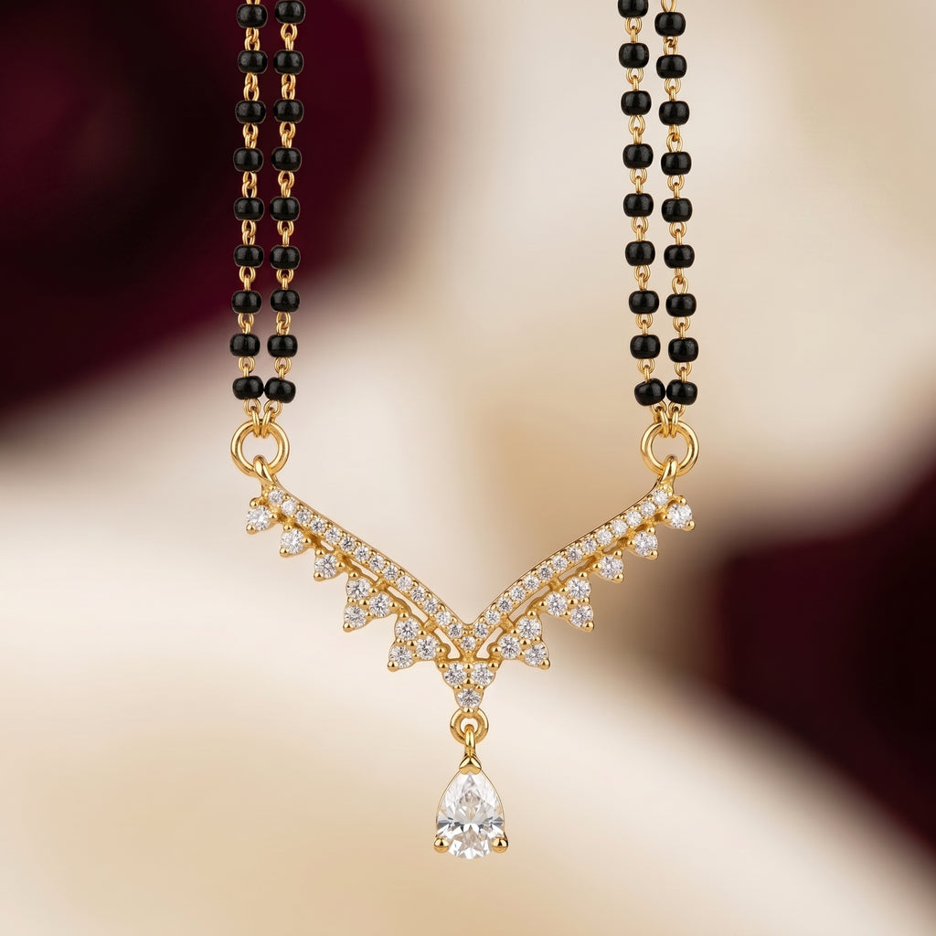 Gold CZ Cluster V Short Mangalsutra
