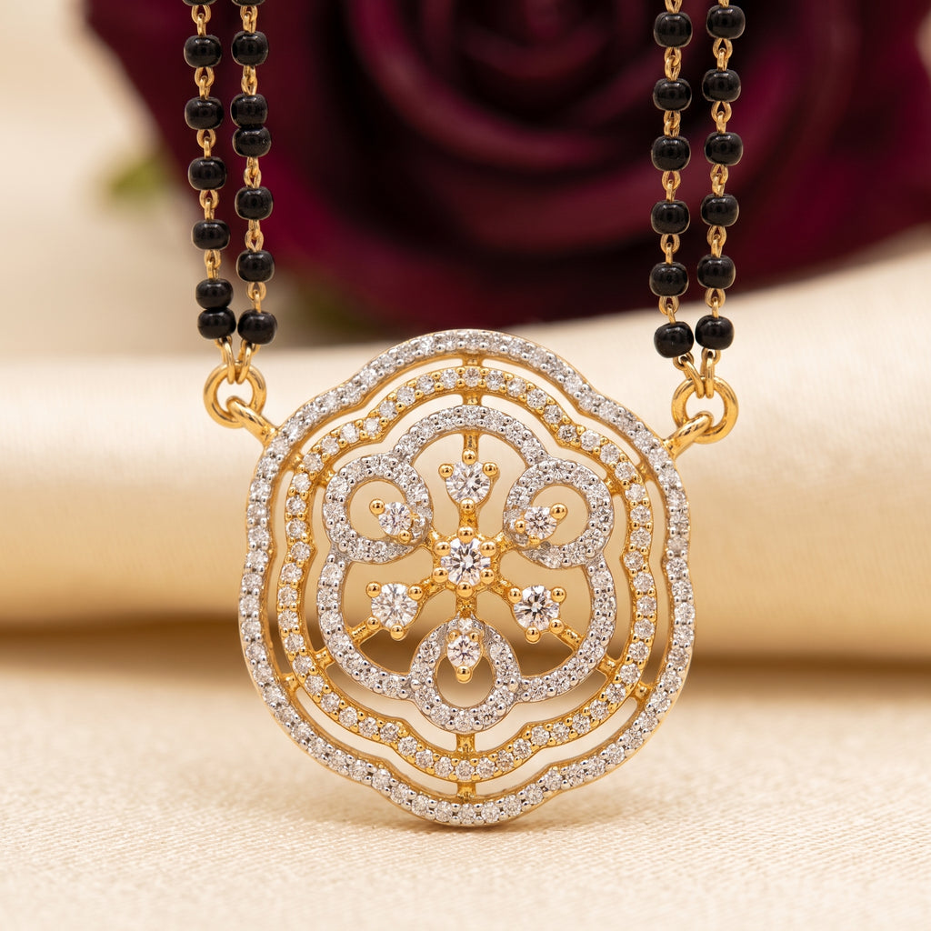 Gold CZ Medallion Short Mangalsutra