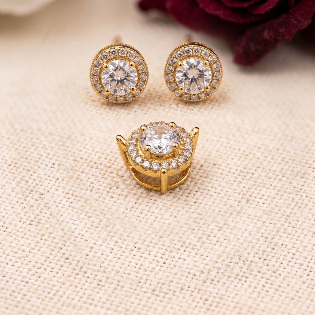 Gold Single Halo Solitaire Short Mangalsutra
