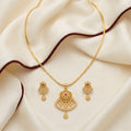 Gold Antique Ruby CZ Fan Chain Necklace