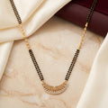Gold CZ Crescent Fan Short Mangalsutra