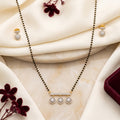 Gold CZ Triple Halo Bar Short Mangalsutra