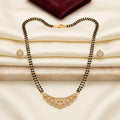 Gold CZ Scalloped Floral Fan Short Mangalsutra