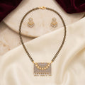 : Gold CZ Bridal Panel Fringe Short Mangalsutra