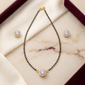 Gold Single Halo Solitaire Short Mangalsutra