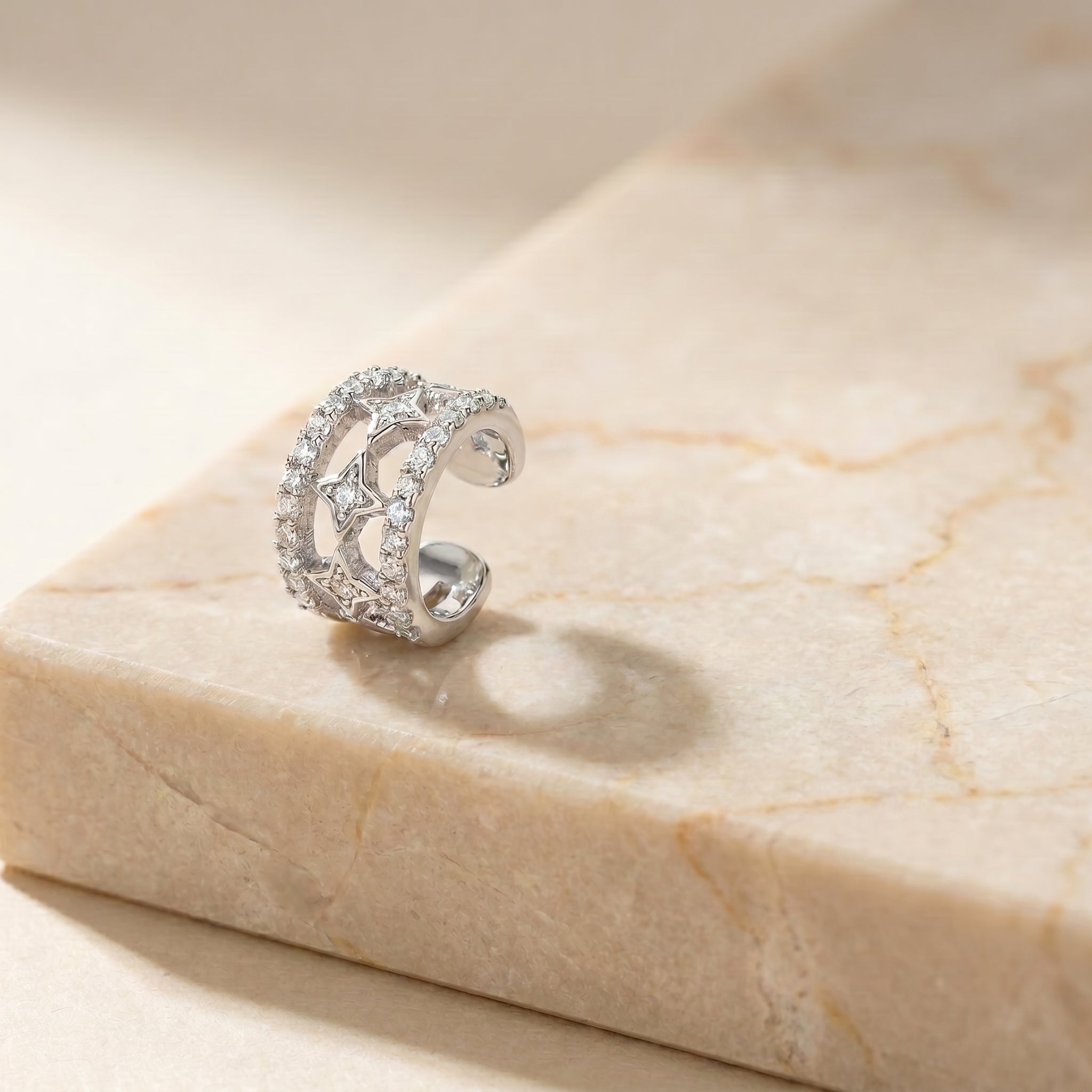 Silver Star Cutout Wide Earring