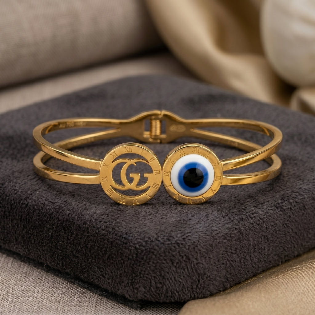 Evil Eye Roman Charm Gold Bracelet