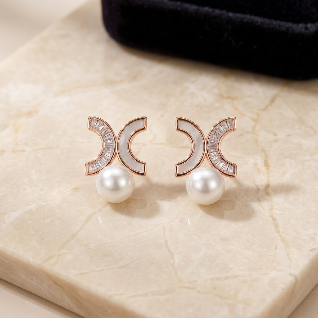 Rose Gold Lunar MOP Pearl Drop